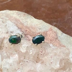 BLACK CHALAMA OPAL 925 STERLING SILVER EARRINGS